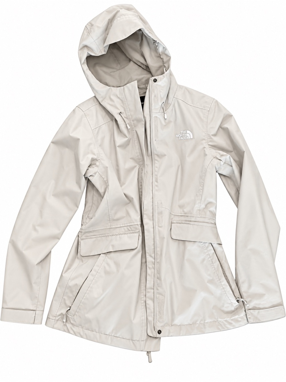 The North Face Women's Light Cream Hooded Rain Jacket
